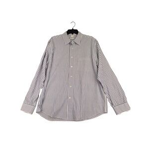 ARKET Mens Relaxed Fit Striped Button Down Shirt Blue White Cotton EUR 50 Large‎